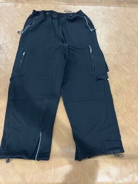 Lrg Black Cargo Jogger Pants with Zip Pockets